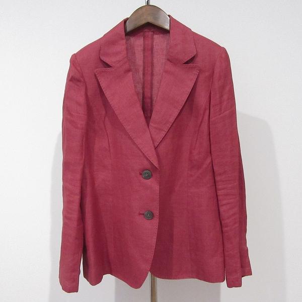 エスカーダ ノーカラージャケット 花柄 シルク混 半袖 38 L ピンク