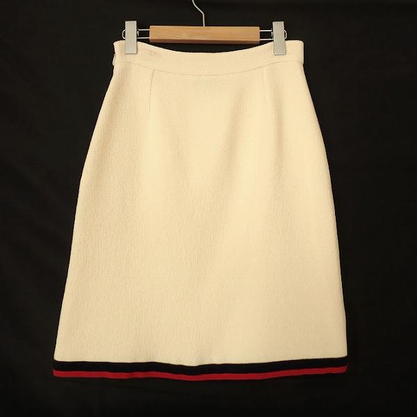 GUCCI（グッチ） #anc スカート 40 アイボリー 紺 赤 シェリー サイド