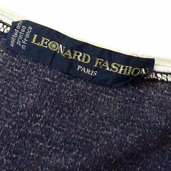 snc レオナール LEONARD ワンピース M 濃紺 マルチ 半袖 花柄 ロング