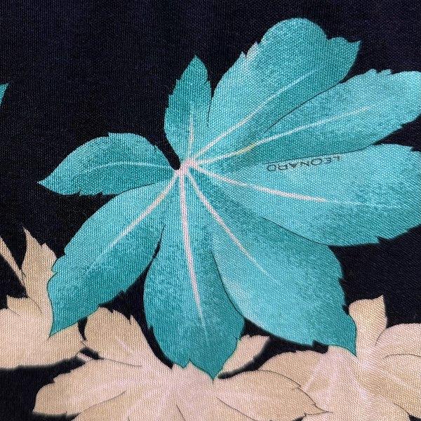 snc レオナール LEONARD ワンピース M 濃紺 マルチ 半袖 花柄 ロング  