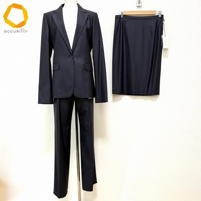 #anc モガ MOGA セットアップ 3 濃紺 スリーピース パンツ スカート ステッチ シルク混 タグ付き 美品 レディース ...