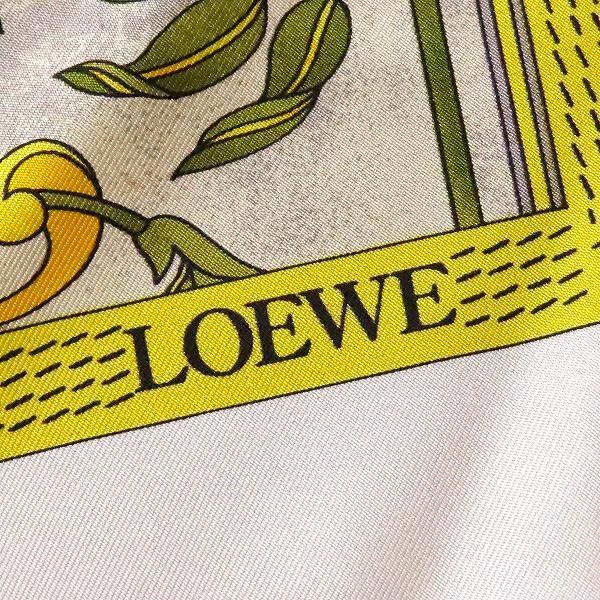 anzs ロエベ LOEWE スカーフ アイボリー マルチ 花柄 シルク
