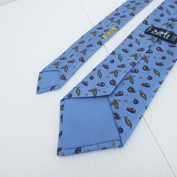 HERMES #apzt エルメス ネクタイ 青系 シルク 総柄 てんとう虫