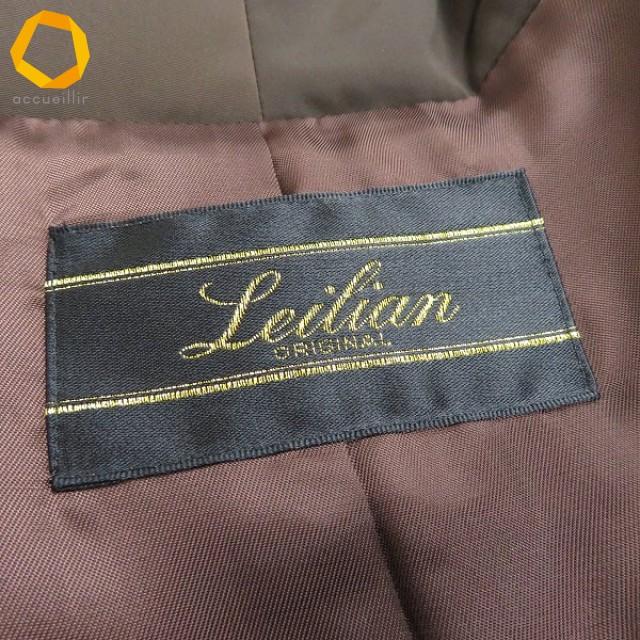 w レリアン Leilian 中綿 コート 9号 茶 ブルゾン スナップボタン