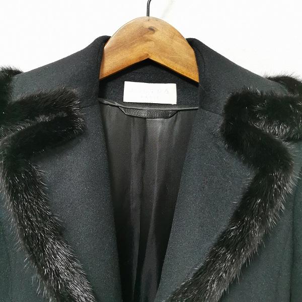wnc PIETRA 銀座和光 コート ロング ミンク付き 40 黒 カシミヤ混