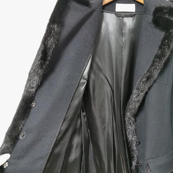 wnc PIETRA 銀座和光 コート ロング ミンク付き 40 黒 カシミヤ混