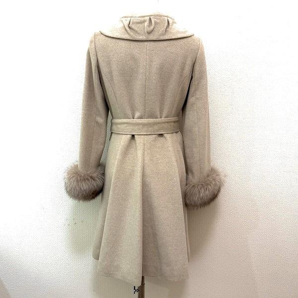 【美品】マギー フォックスファー付 ウールコート アンゴラシルク混 9号 グレー wnc サトコオブスタイルマギマギー SATOKO OfSTYLE maggymaggy コート