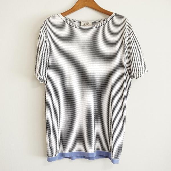 HERMES（エルメス） #spc HERMES Tシャツ 白 紺 ボーダー イタリア製 