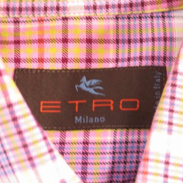 ETRO（エトロ） #anc 長袖シャツ M ピンク 紫 白 ボタンダウン