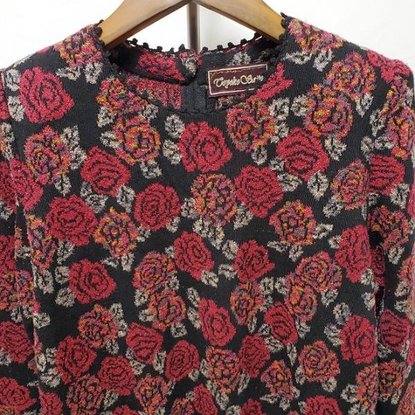 wnc サイトウトヨコ 斉藤都世子 ニット・セーター 黒 えんじ ニット 花