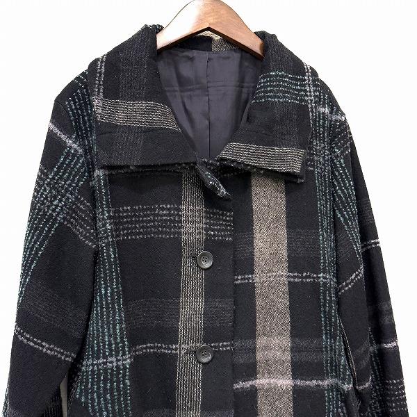 センソユニコ慈雨　チェック柄 コート　サイズ40 wnc ジウセンソユニコ 慈雨 Sensounico コート 40 黒系 茶 緑 チェック