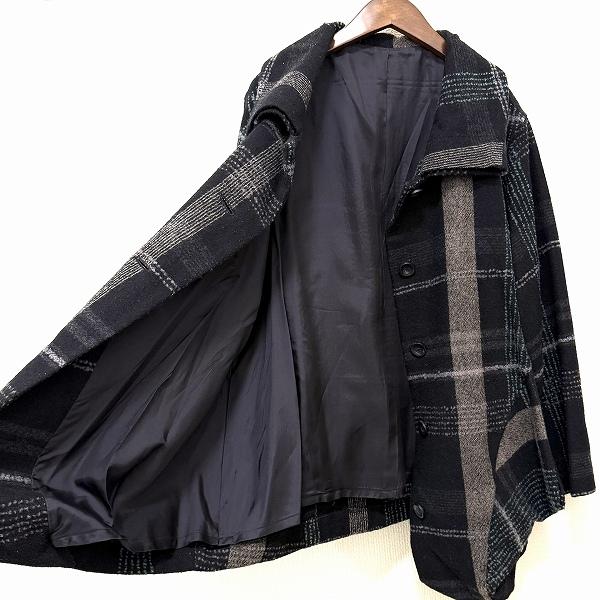 センソユニコ慈雨　チェック柄 コート　サイズ40 wnc ジウセンソユニコ 慈雨 Sensounico コート 40 黒系 茶 緑 チェック