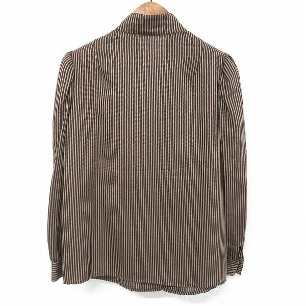 anc レリアン Leilian シャツブラウス ジャケット 薄手 9 茶 シルク混 