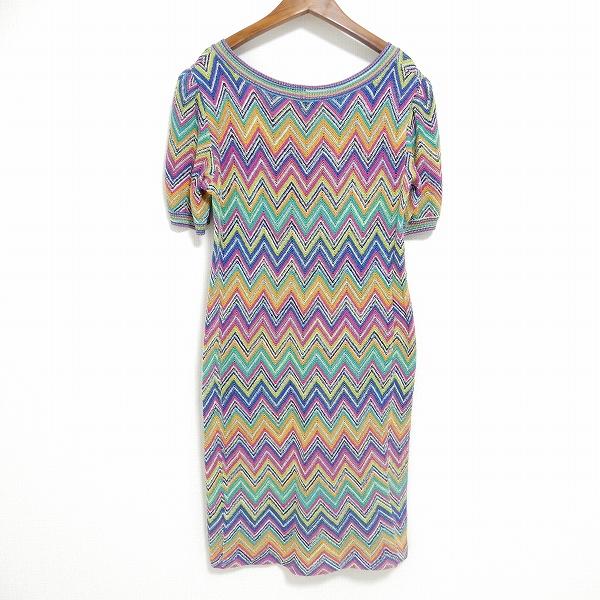 ミッソーニ　MISSONI 半袖ニットワンピース snc ミッソーニ MISSONI ロング ワンピース 半袖 マルチ ニット
