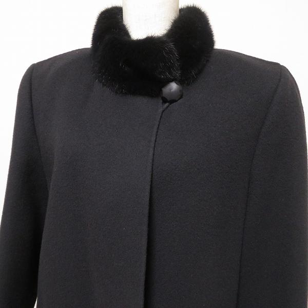 Leilian（レリアン） #wnc コート 9 黒 ウール ミンクファー シンプル