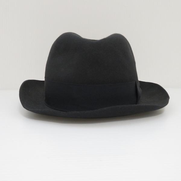 wnzh ボルサリーノ Borsalino 帽子 ハット 中折れ帽 黒 ウール リボン