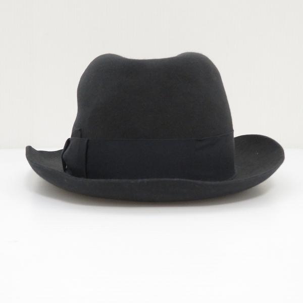 wnzh ボルサリーノ Borsalino 帽子 ハット 中折れ帽 黒 ウール リボン