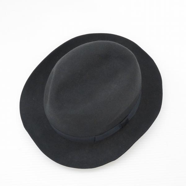wnzh ボルサリーノ Borsalino 帽子 ハット 中折れ帽 黒 ウール リボン