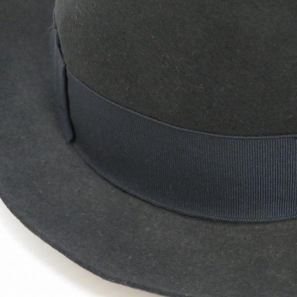 wnzh ボルサリーノ Borsalino 帽子 ハット 中折れ帽 黒 ウール リボン