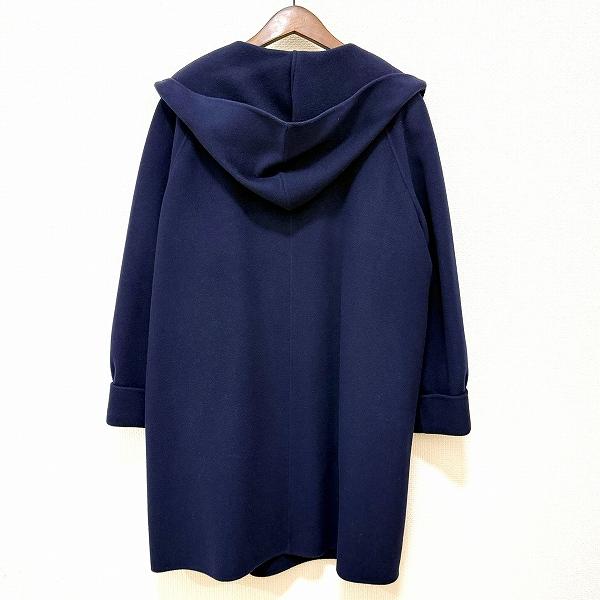 wnc レリアン Leilian コート 13+ 紺 ウール シンプル 無地 フード付き