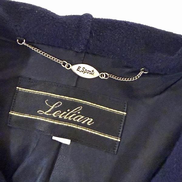 wnc レリアン Leilian コート 13+ 紺 ウール シンプル 無地 フード付き