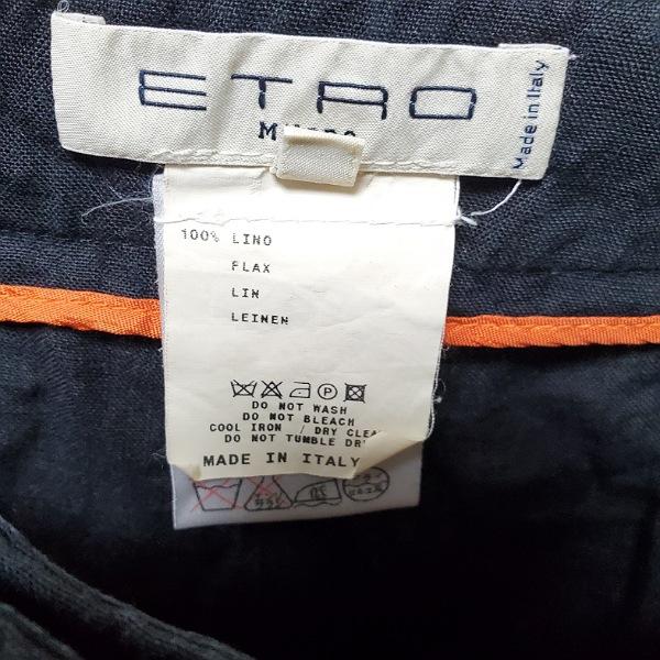 snc エトロ ETRO パンツ 42 黒 麻 イタリア製 レディース [924939 