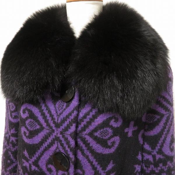 wnc GKITALIYA 伊太利屋 コート 9 紫 黒 ニット フォックス