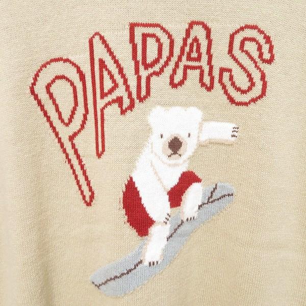 PAPAS（パパス） #anc ニット セーター L ベージュ系 丸首 クマ