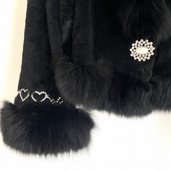 wnc ロイヤルチエ Royal Chie ジャケット S 黒 ラビット 毛皮