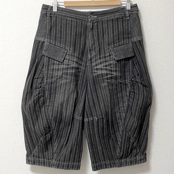 #anc キューブキューブセンソユニコ Cube-Cube sensounico ハーフパンツ 40 黒系 デニム ストライプ レディース ...