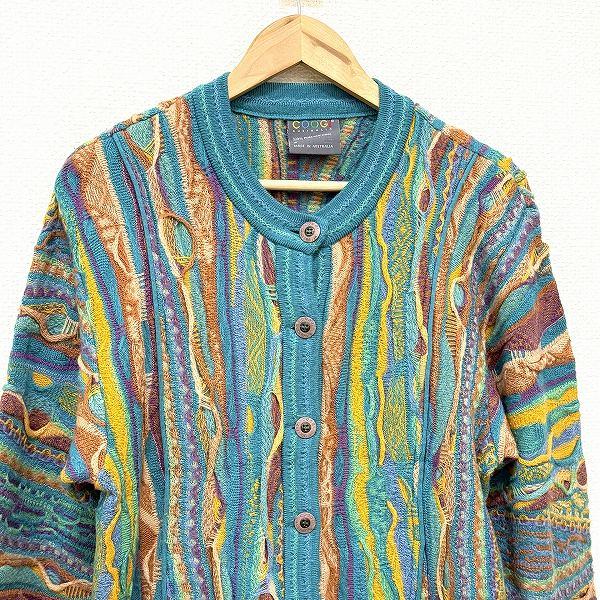 wnc クージー COOGI カーディガン S 緑系 マルチ ニット 総柄 メンズ