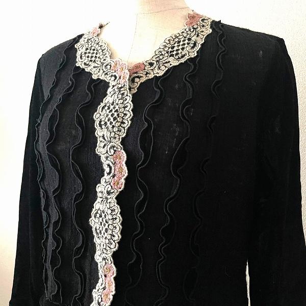 wnc インポートロッサ import Rossa カーディガン 42 黒系 異素材