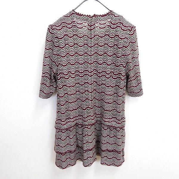 s サイトウトヨコ 斉藤都世子 ニット カットソー 半袖 エンジ 白 緑 茶