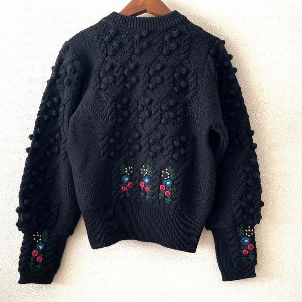 wnc マックデイビッド McDavid カーディガン 黒 花 刺繍 ニット 