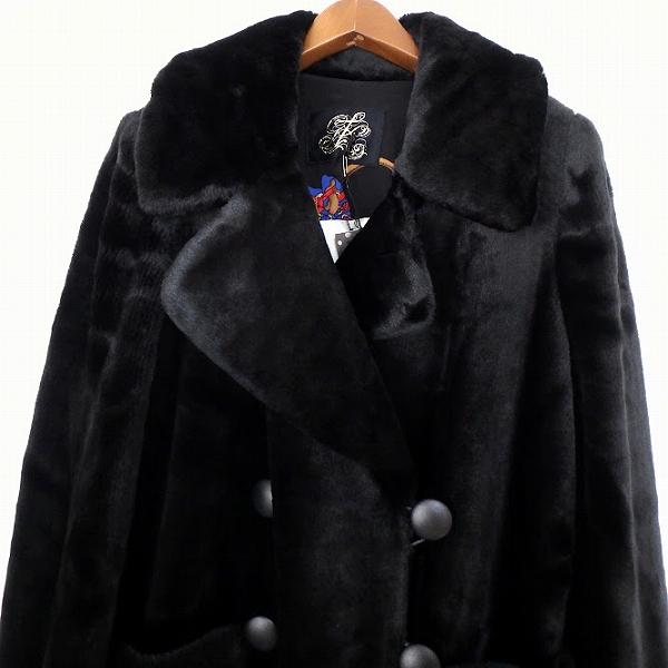 wnc イタリヤ 伊太利屋 コート 9 黒 ロング フェイクファー タグ付き
