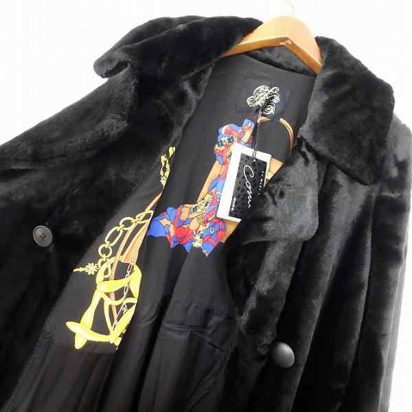 wnc イタリヤ 伊太利屋 コート 9 黒 ロング フェイクファー タグ付き