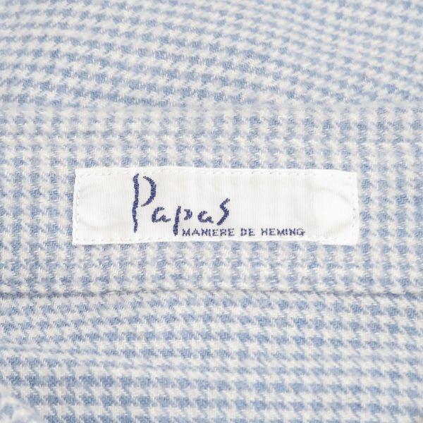 PAPAS（パパス） #anc 長袖シャツ ネルシャツ L 水色系 白系 ボタン