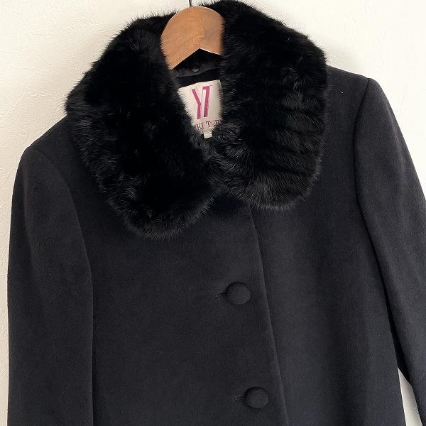 wnc ユキトリイ YUKITORII コート 11 黒 ミンクファー付き アンゴラ混