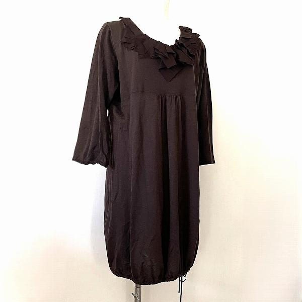 ★4369★ レリアン 13号 チュニック くすみブルー こげ茶 プードル Leilian（レリアン） #anc チュニック 13+ こげ茶 ニット フリル