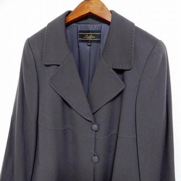 美品◆レリアン カシミヤ100% ベルテッド コート ロング 11号 Lサイズ 美品【大きいサイズ11】レリアン Leilian カシミヤ100％ロングコート