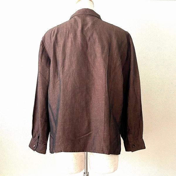 #anc レリアン Leilian シャツ ブラウス 13 こげ茶 麻混 シルク混 光沢 大きいサイズ レディース [933693] | Leilian | 01