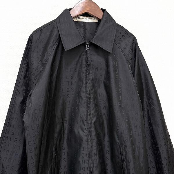 anc シャルルジョルダン CHARLESJOURDAN コート 黒系 ロゴ 英字 ジップ