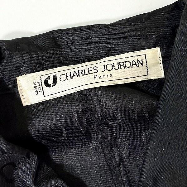 anc シャルルジョルダン CHARLESJOURDAN コート 黒系 ロゴ 英字 ジップ