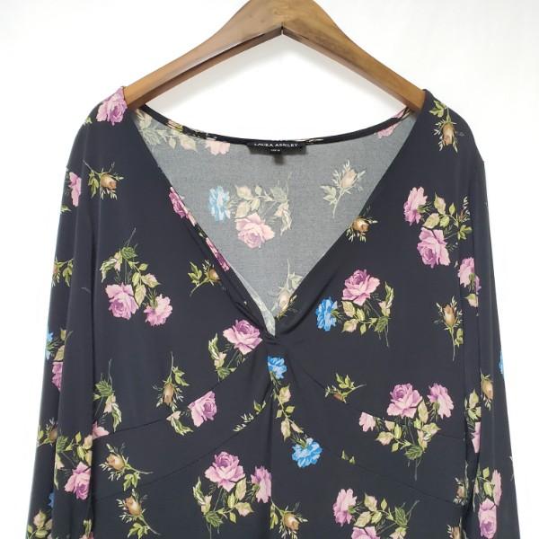 LAURA ASHLEY（ローラアシュレイ） #anc ワンピース 13 黒 ロング 花柄