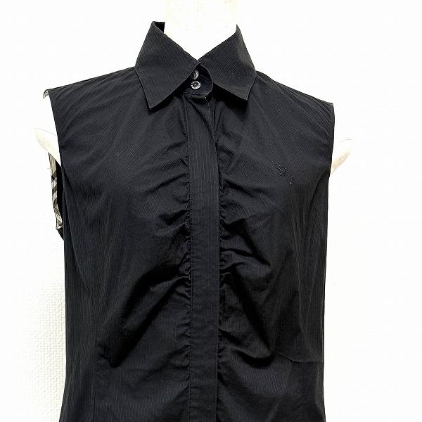 snc バーバリー BURBERRY ワンピース 40 黒 ノースリーブ シャツワンピ