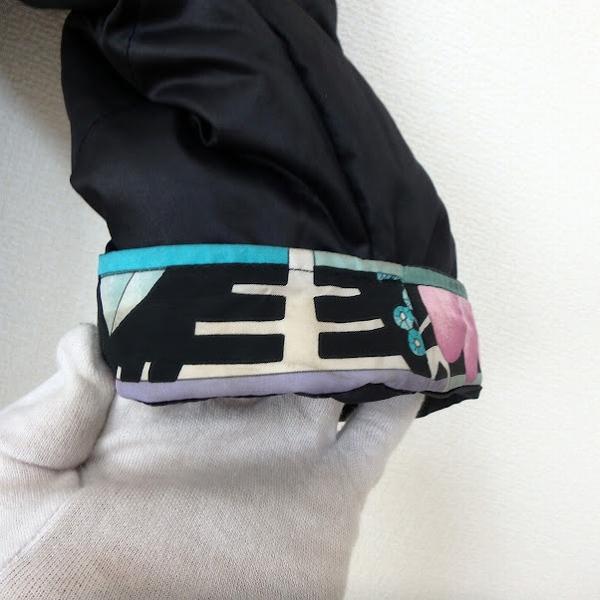 wnc レオナールスポーツ LEONARD SPORT コート 42 黒 マルチ 花柄 光沢