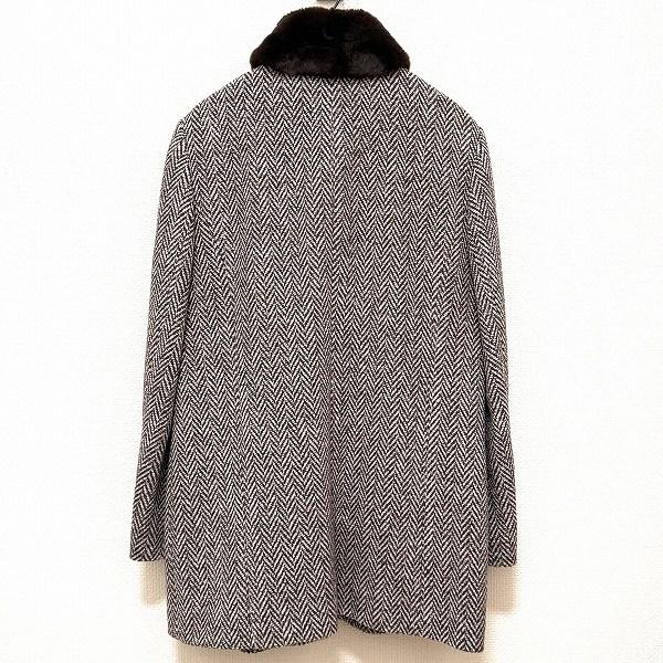 レディース 日本製 アンゴラ混【Leilian】チェック柄フード付きウール