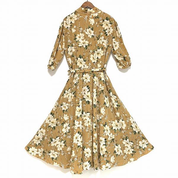 INGEBORG（インゲボルグ） #anc ワンピース ベージュ 花柄 ベルト付き