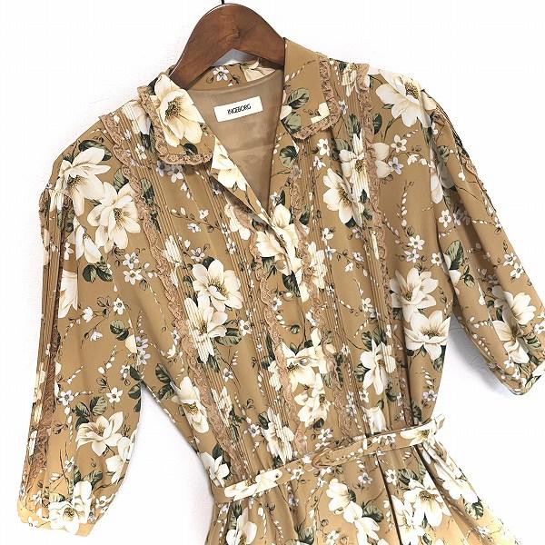 INGEBORG（インゲボルグ） #anc ワンピース ベージュ 花柄 ベルト付き