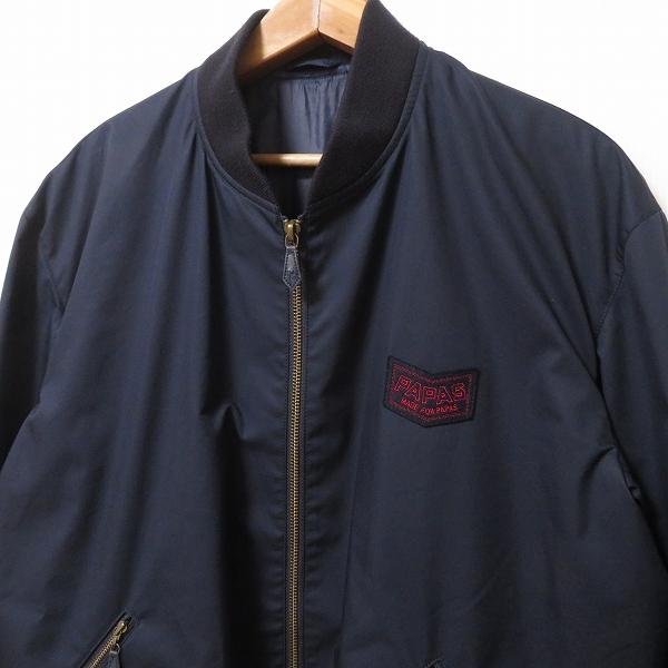 anc パパス Papas ブルゾン ジャンパー M 紺 ジップアップ ロゴ メンズ